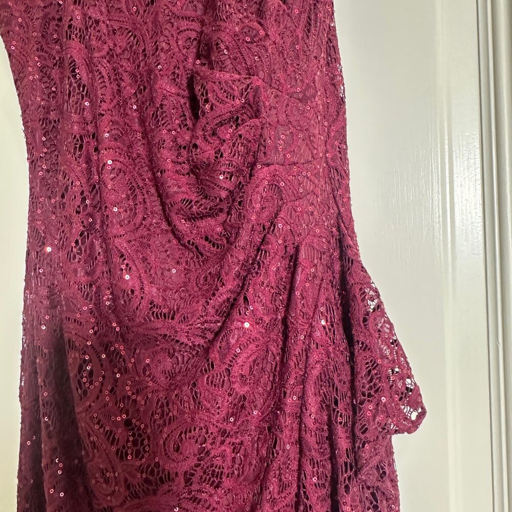Alex Evening-Wine Lace Gown-12 - Picture 4 of 5
